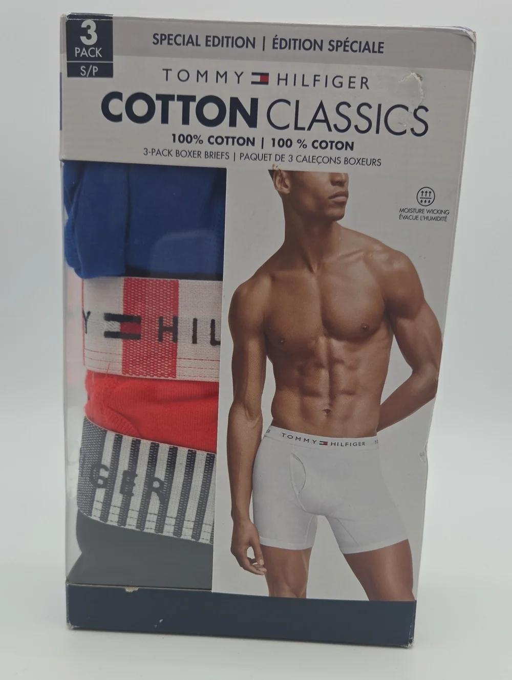 Tommy Hilfiger 3-Pack Cotton Classics Boxer Briefs – Blue, Red, Black